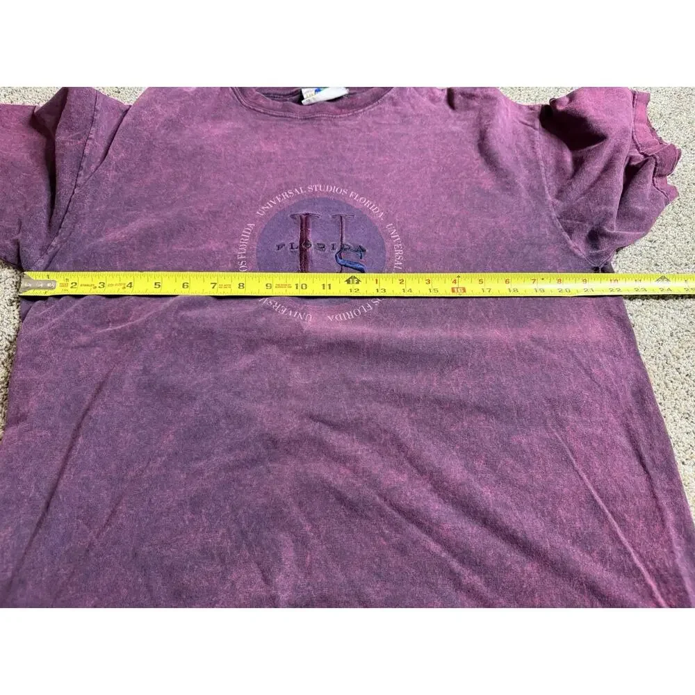 VTG 90s Universal Studios Florida Short Sleeve T-Shirt Purple Embroidered Large